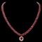 14k Yellow Gold 58.5ct Ruby 1ct Diamond Necklace