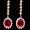 14k Gold 5.00ct Ruby 1.45ct Diamond Earrings