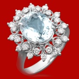 14k Gold 3.23ct Aquamarine 0.65ct Diamond Ring