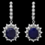 14k Gold 10ct Sapphire 1.65ct Diamond Earrings