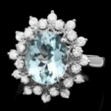 14k Gold 2.50ct Aquamarine 0.60ct Diamond Ring