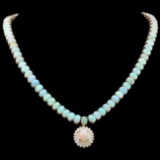 14k Gold 36.6ct Opal 1.50ct Diamond Necklace