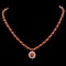 14K Gold 30.93ct Coral & 2.85ct Diamond Necklace