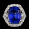 18k Gold 16.00ct Tanzanite 2.60ct Diamond Ring