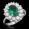 14K Gold 1.65ct Emerald 1.43ct Diamond Ring