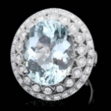 14k Gold 10ct Aquamarine 1.50ct Diamond Ring