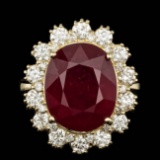 14k Yellow Gold 11.00ct Ruby 1.40ct Diamond Ring