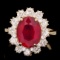 14k Yellow Gold 5.00ct Ruby 1.30ct Diamond Ring