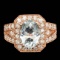 14k Rose 3.00ct Aquamarine 1.30ct Diamond Ring