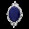 14k Gold 19.15ct Sapphire 1.30ct Diamond Ring