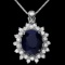 14k Gold 4.40ct Sapphire 0.85ct Diamond Pendant