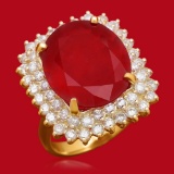 14K Gold 14.12ct Ruby 1.74ct Diamond Ring