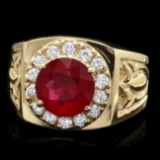 14k Gold 3.00ct Ruby 0.50ct Diamond Mens Ring