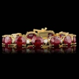 14k Gold 46.50ct Ruby 0.90ct Diamond Bracelet