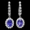 14k Gold 4ct Tanzanite 1.35ct Diamond Earrings