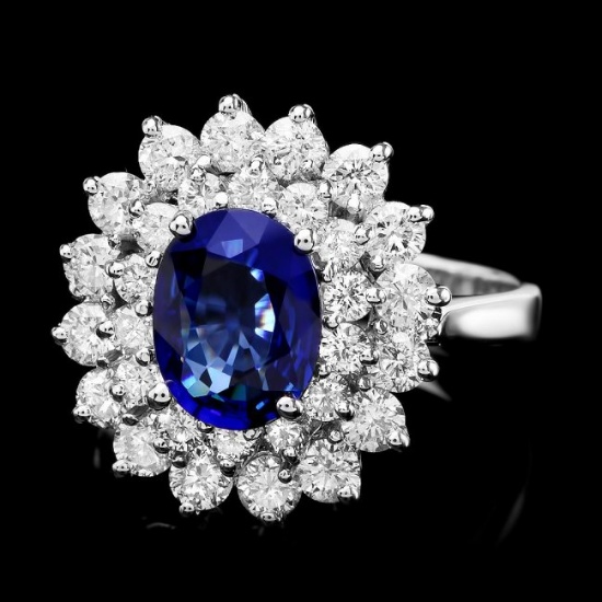 14k Gold 1.68ct Sapphire 1.59ct Diamond Ring