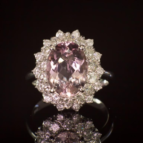 14K Gold 3.84ct Morganite 1.50ct Diamond Ring