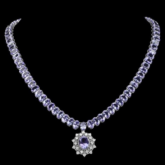 14k Gold 65.5ct Tanzanite 1.00ct Diamond Necklace