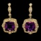 14k Gold 10.00ct Amethyst 2.00ct Diamond Earrings