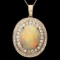 14k Gold 9.70ct Opal 2.30ct Diamond Pendant