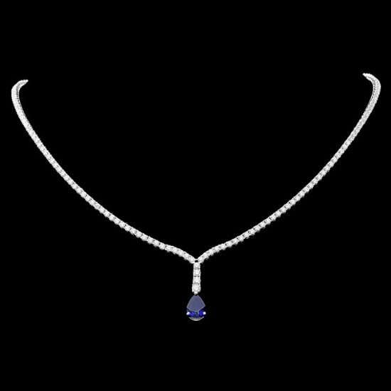 18k Gold 1.50ct Sapphire 3.50ct Diamond Necklace
