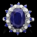 14k Gold 5.35ct Sapphire 0.35ct Diamond Ring