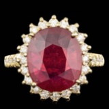 14k Yellow Gold 6.00ct Ruby 0.85ct Diamond Ring