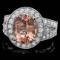 14k White Gold 5ct Morganite 1.40ct Diamond Ring