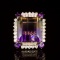 14K Gold 26.70 Ametrine, 2.28ct Amethyst 2.17ct Diamond Ring