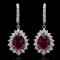 14K Gold 10.89ct Ruby 2.43ct  Diamond Earrings