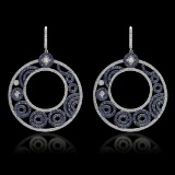 14K White Gold, 9.00cts. Sapphire & 7.80cts. Diamond Earrings