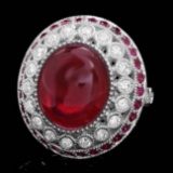 14k White Gold 12ct Ruby 0.90ct Diamond Ring