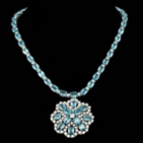 14k Gold 90.00ct Zircon 7.75ct Diamond Necklace