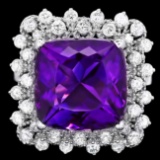 14k Gold 8.00ct Amethyst 1.00ct Diamond Ring