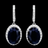 14k Gold 14ct Sapphire 1.50ct Diamond Earrings