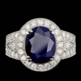 14k Gold 6.50ct Sapphire 1.60ct Diamond Ring