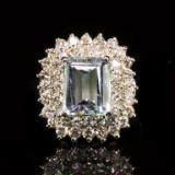 14k Gold 2.06ct Aquamarine 1.11ct Diamond Ring