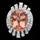 14k Gold 10.40ct Morganite 1.30ct Diamond Ring