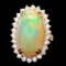 14k Yellow Gold 13.50ct Opal 1.40ct Diamond Ring