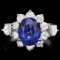 14k Gold 4.00ct Sapphire 1.55ct Diamond Ring