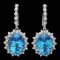 14k Gold 21.50ct Topaz 1.50ct Diamond Earrings