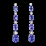 14k Gold 5ct Tanzanite 0.35ct Diamond Earrings