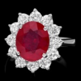 14k White Gold 4.50ct Ruby 1.75ct Diamond Ring