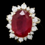 14k Yellow Gold 9.5ct Ruby 1.80ct Diamond Ring