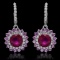 14K Gold 6.04ct Ruby, 4.80ct Pink Sapphire, 1.48ct Diamond Earrings