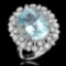 14K Gold 10.53ct Aquamarine & 1.27ct Diamond Ring