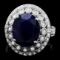 14k Gold 5.20ct Sapphire 0.85ct Diamond Ring