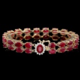 14k Yellow Gold 35ct Ruby 0.45ct Diamond Bracelet