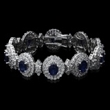 14K White Gold,23.00cts Sapphire & 14.89cts Diamond Bracelet