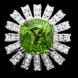 14k Gold 11.50ct Peridot 2.25ct Diamond Ring